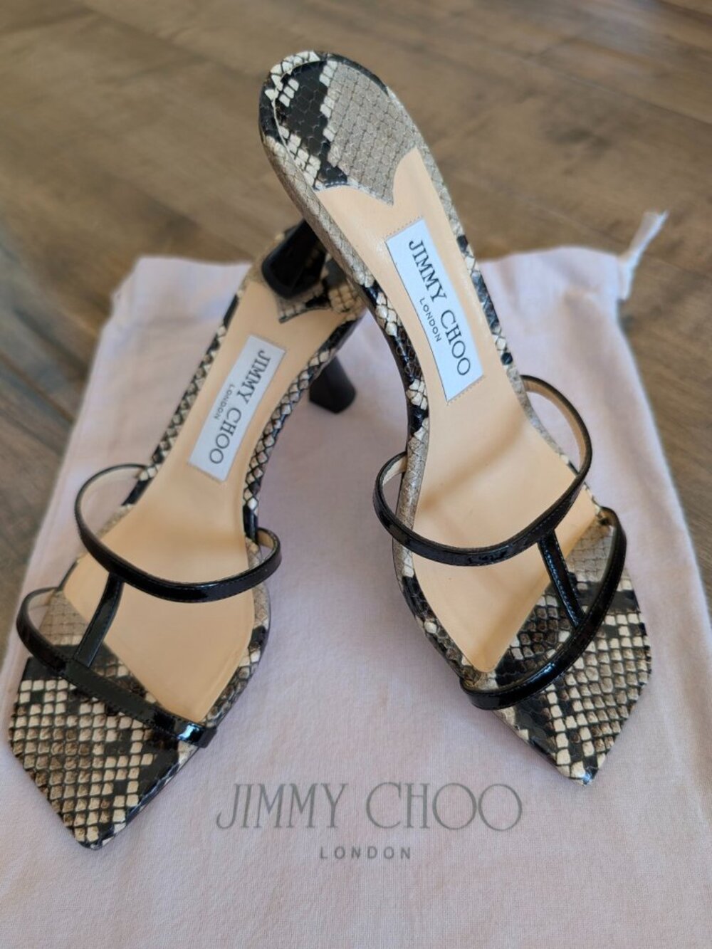 Jimmy Choo Ria Mule Black & White Snake Print
